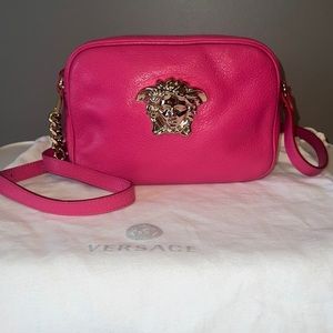 Versace hot pink purse with gold hardware